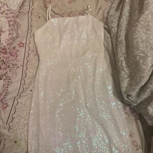 Crystal Sky White Sequin Dress
